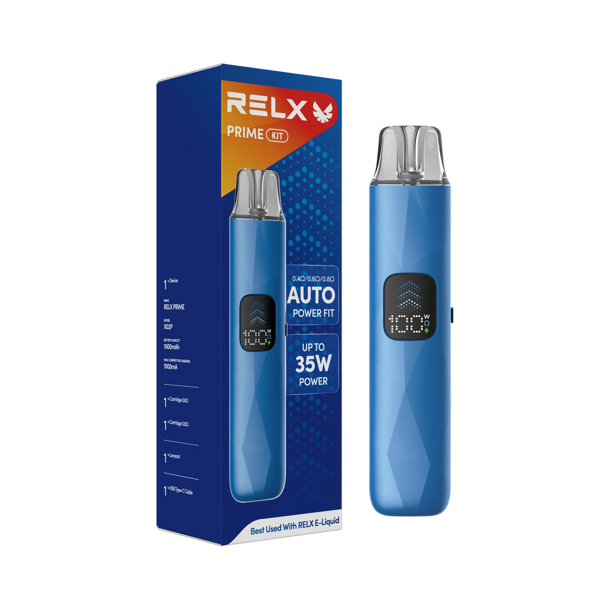 RELX PRIME KIT 悅刻注油式主機｜35W智能調節｜1000mAh大容量電池｜LED螢幕顯示｜可調氣流電子煙設備-台灣現貨
